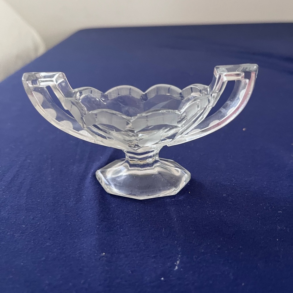 Vintage Or Antique Trophy Shape Glass Open Salt Cellar